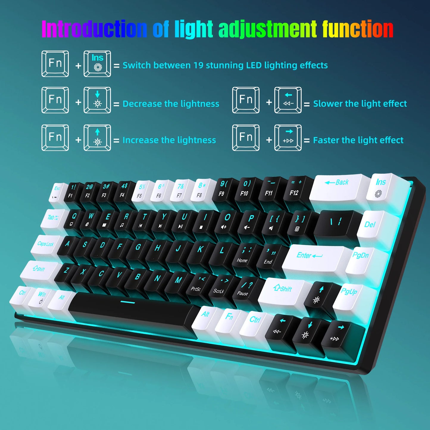 68-Key Hot-Swappable Mechanical Gaming Keyboard – Blue Switch, RGB Backlit, Wired, Ergonomic for PC & Laptop