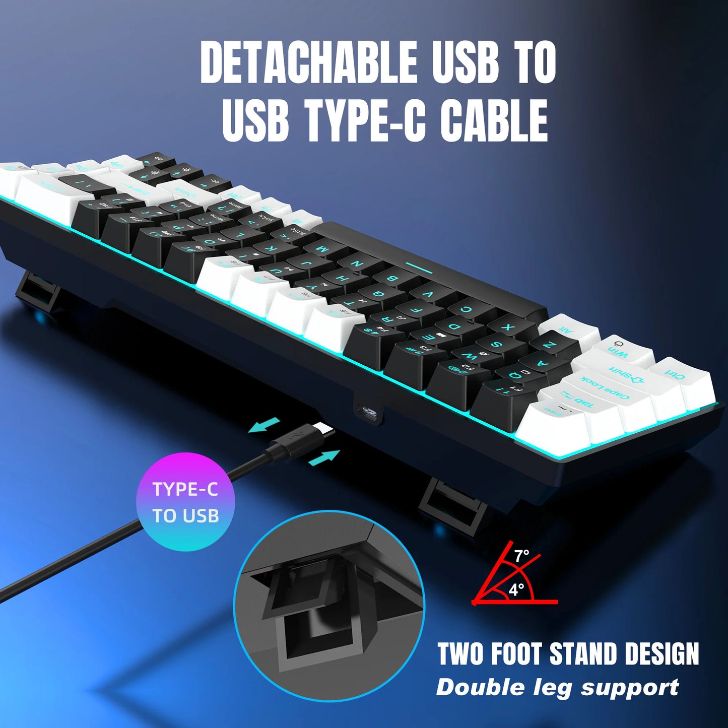 68-Key Hot-Swappable Mechanical Gaming Keyboard – Blue Switch, RGB Backlit, Wired, Ergonomic for PC & Laptop