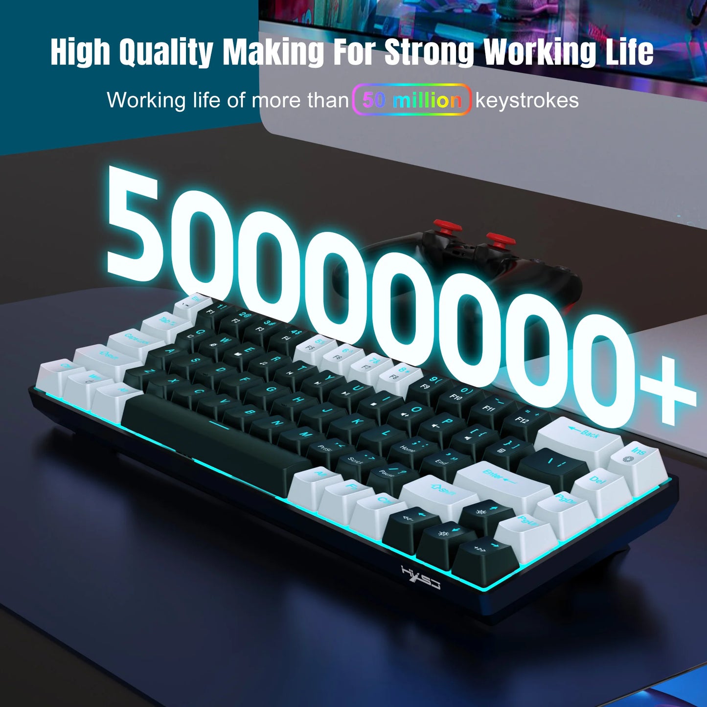68-Key Hot-Swappable Mechanical Gaming Keyboard – Blue Switch, RGB Backlit, Wired, Ergonomic for PC & Laptop