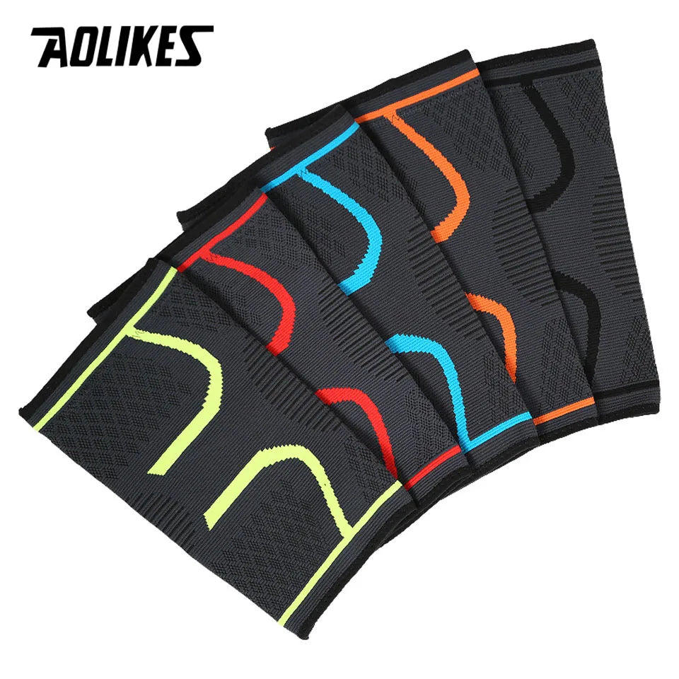 Compression Knee Support Sleeve for Running, Cycling, Sports & Injury Recovery – Breathable Nylon Brace by AOLIKES