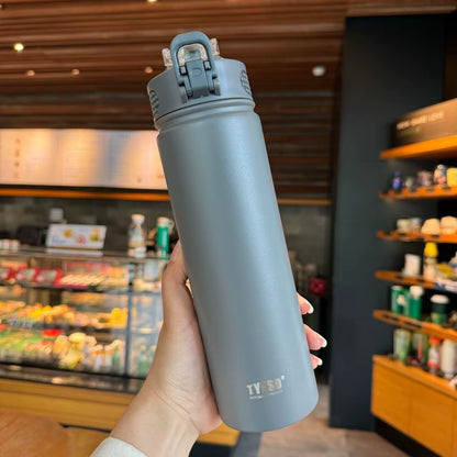Stainless Steel Thermos Tumbler with Straw – 600ml/750ml Leakproof Travel Mug