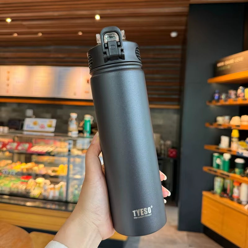 Stainless Steel Thermos Tumbler with Straw – 600ml/750ml Leakproof Travel Mug