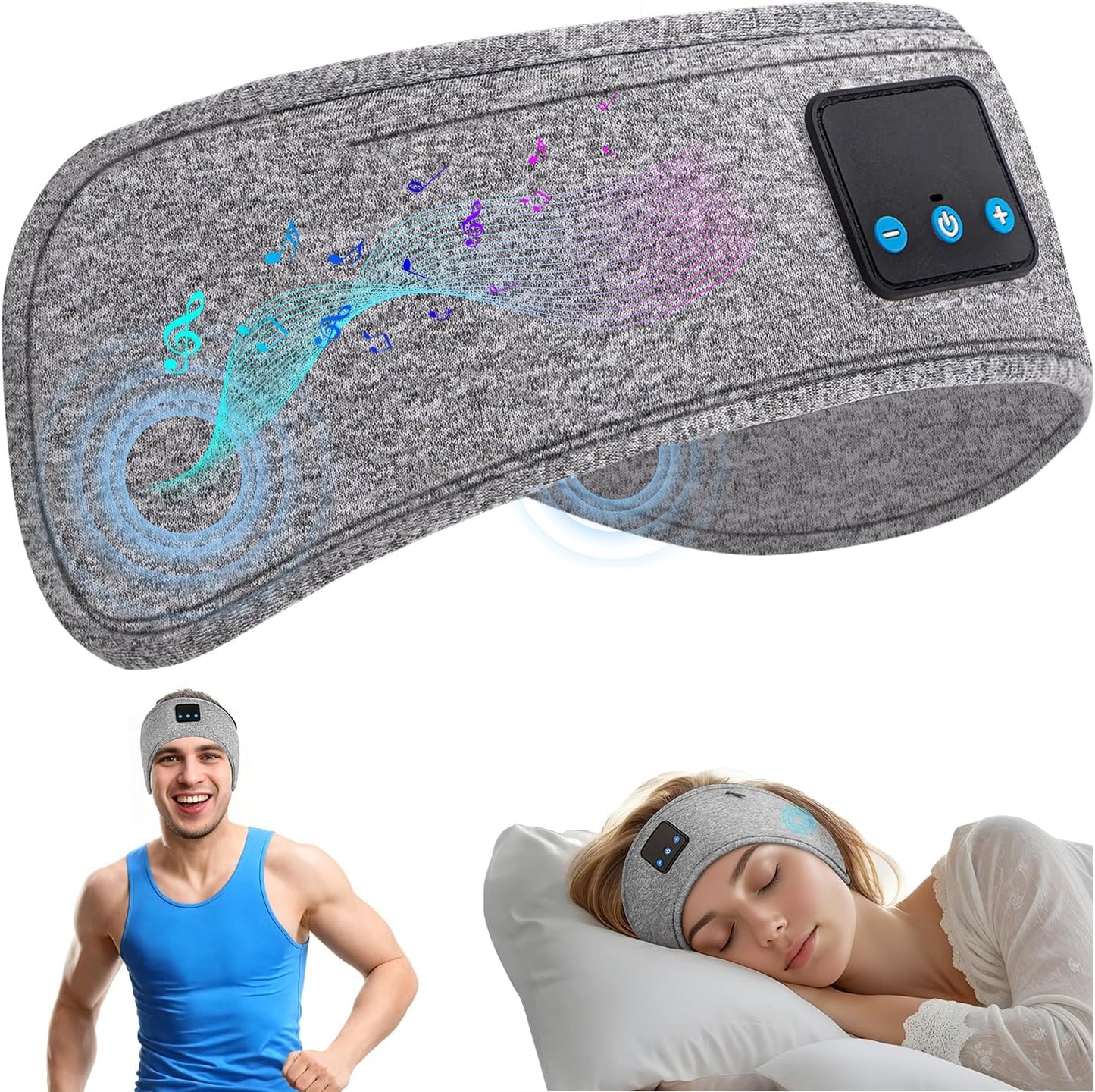 Bluetooth Sleep Headphones Headband – 26H Playtime & Eye Mask for Side Sleepers