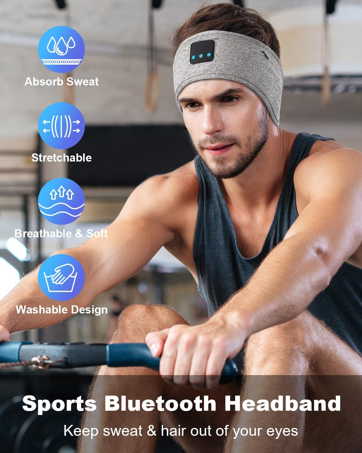 Bluetooth Sleep Headphones Headband – 26H Playtime & Eye Mask for Side Sleepers