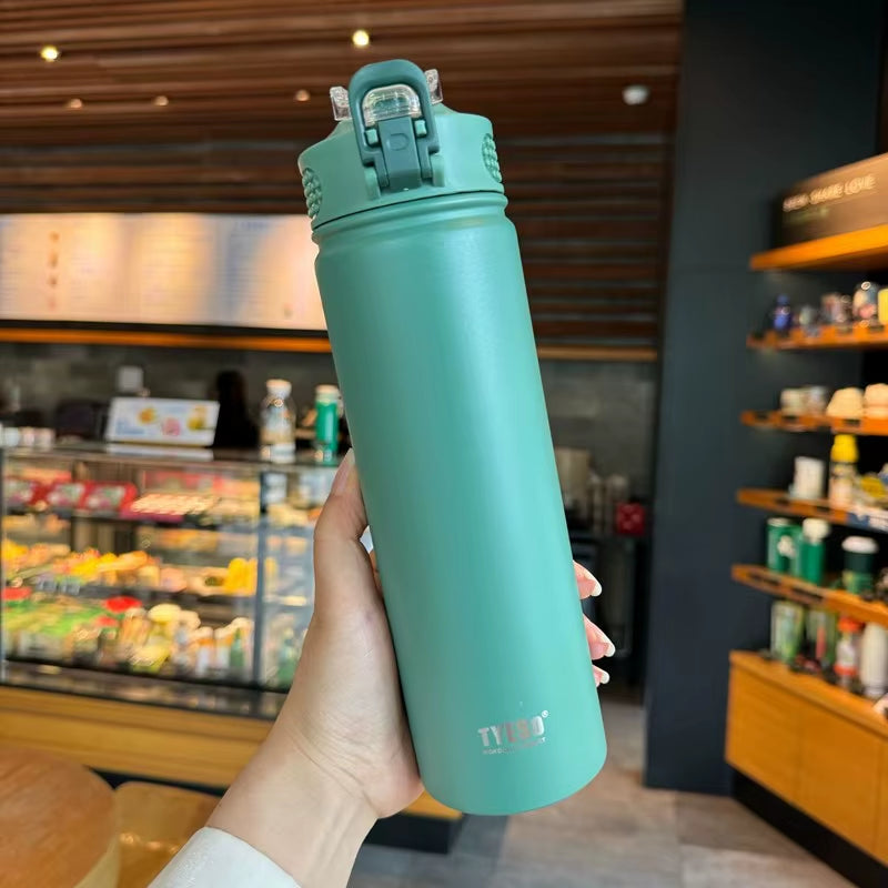 Stainless Steel Thermos Tumbler with Straw – 600ml/750ml Leakproof Travel Mug