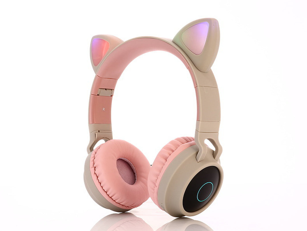 Kids Bluetooth Headphones – Wireless & Wired, Foldable with LED Lights, Safe Volume Limit & Mic