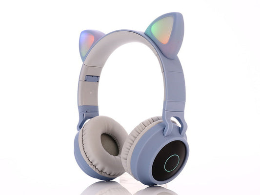 Kids Bluetooth Headphones – Wireless & Wired, Foldable with LED Lights, Safe Volume Limit & Mic