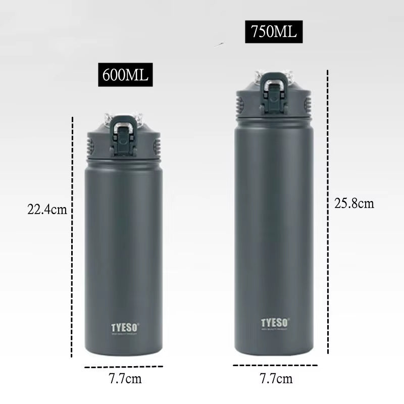 Stainless Steel Thermos Tumbler with Straw – 600ml/750ml Leakproof Travel Mug