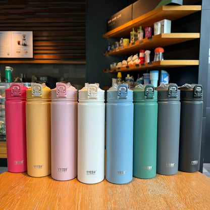 Stainless Steel Thermos Tumbler with Straw – 600ml/750ml Leakproof Travel Mug