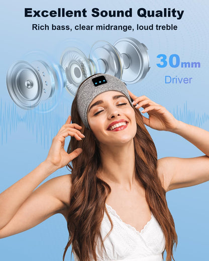 Bluetooth Sleep Headphones Headband – 26H Playtime & Eye Mask for Side Sleepers