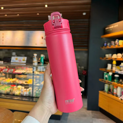 Stainless Steel Thermos Tumbler with Straw – 600ml/750ml Leakproof Travel Mug