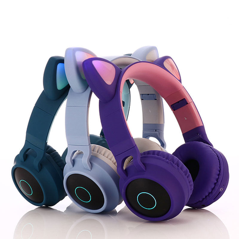 Kids Bluetooth Headphones – Wireless & Wired, Foldable with LED Lights, Safe Volume Limit & Mic