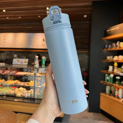 Stainless Steel Thermos Tumbler with Straw – 600ml/750ml Leakproof Travel Mug