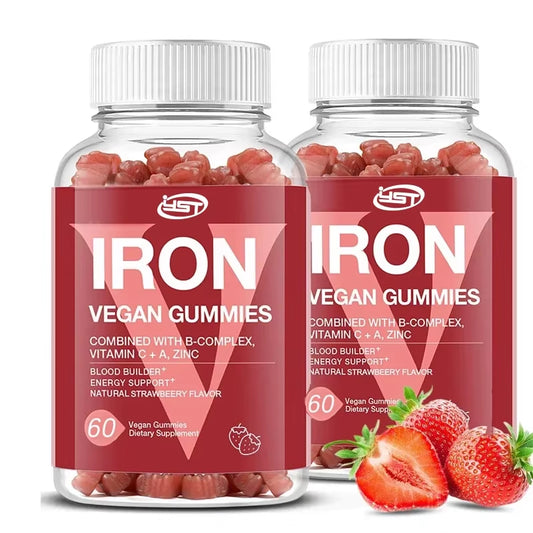 Iron Gummies for Women & Kids – Vegan Iron with Vitamin C & B-Complex (60 Gummies)