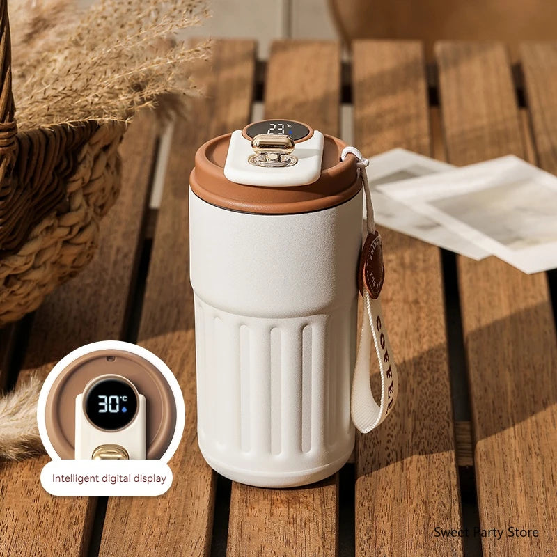 Smart LED Coffee Mug – 450ml Stainless Steel Thermos with Temperature Display