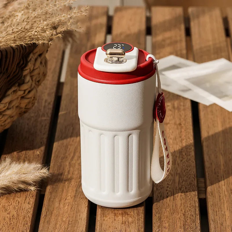 Smart LED Coffee Mug – 450ml Stainless Steel Thermos with Temperature Display