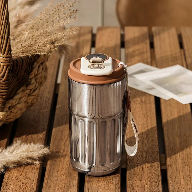 Smart LED Coffee Mug – 450ml Stainless Steel Thermos with Temperature Display