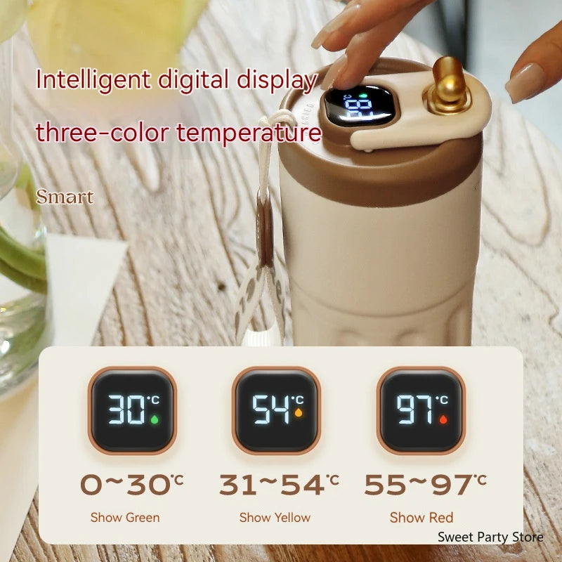 Smart LED Coffee Mug – 450ml Stainless Steel Thermos with Temperature Display