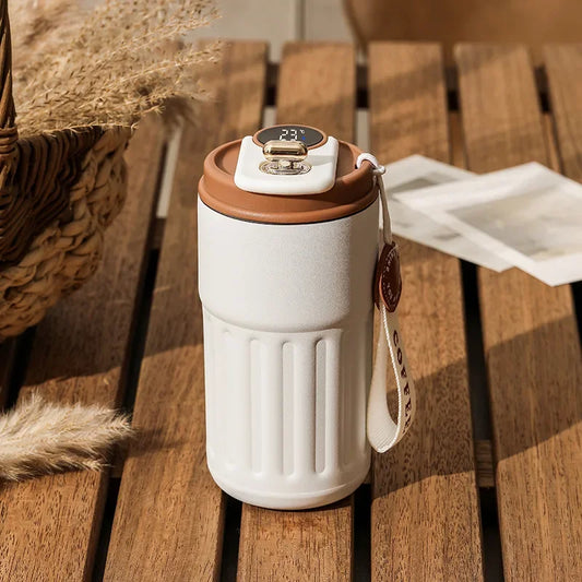 Smart LED Coffee Mug – 450ml Stainless Steel Thermos with Temperature Display