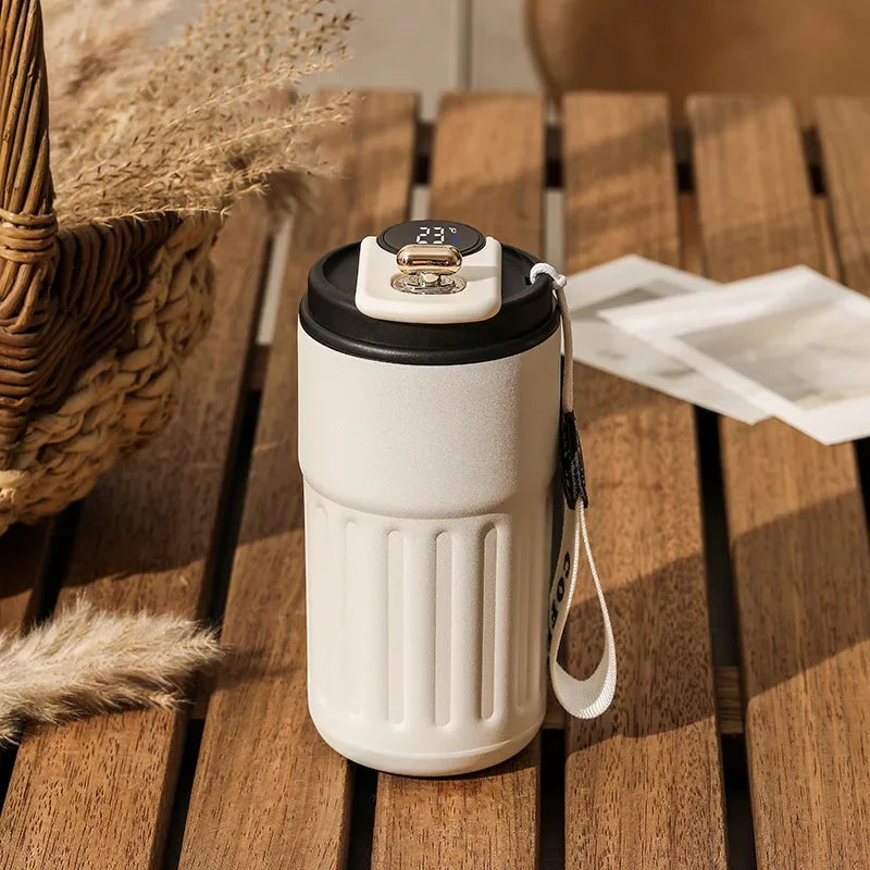 Smart LED Coffee Mug – 450ml Stainless Steel Thermos with Temperature Display