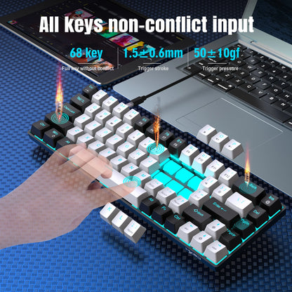 68-Key Hot-Swappable Mechanical Gaming Keyboard – Blue Switch, RGB Backlit, Wired, Ergonomic for PC & Laptop