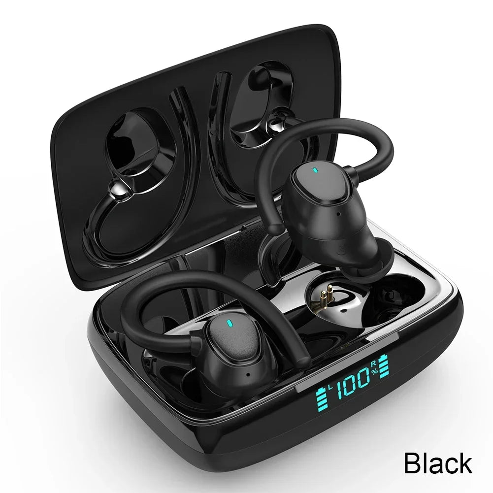 20-Hour Playtime Waterproof Bluetooth 5.1 Sport Earbuds – Wireless Headphones with Secure Fit & LED Display
