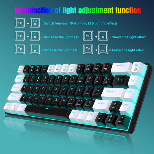 68-Key Hot-Swappable Mechanical Gaming Keyboard – Blue Switch, RGB Backlit, Wired, Ergonomic for PC & Laptop