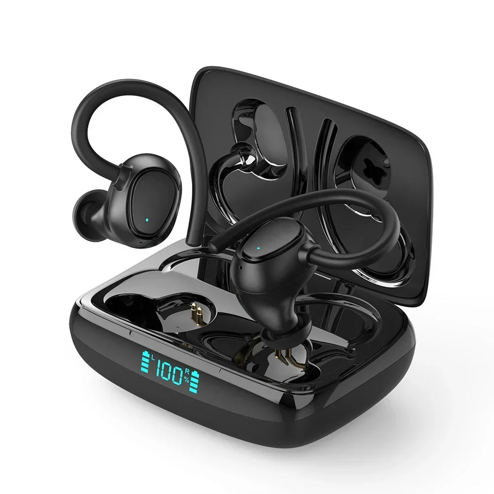20-Hour Playtime Waterproof Bluetooth 5.1 Sport Earbuds – Wireless Headphones with Secure Fit & LED Display
