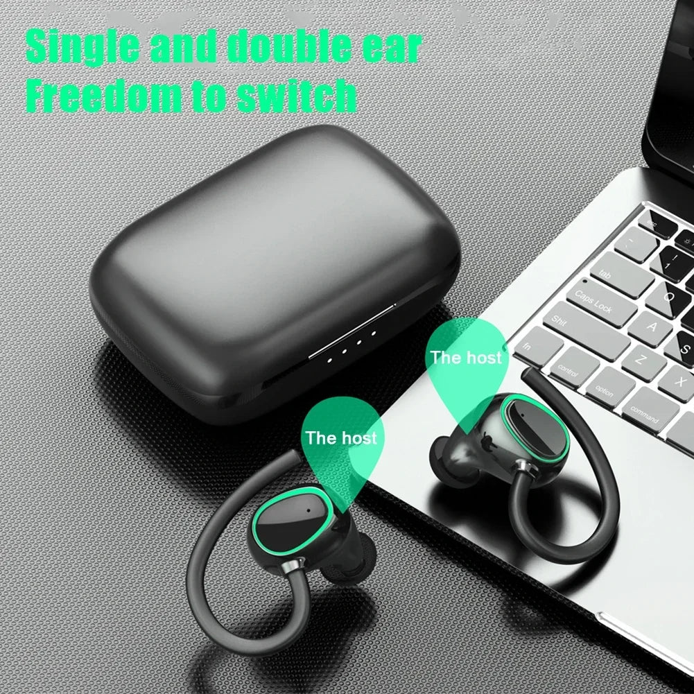 20-Hour Playtime Waterproof Bluetooth 5.1 Sport Earbuds – Wireless Headphones with Secure Fit & LED Display
