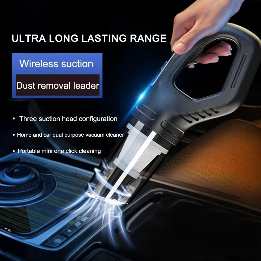 120W Portable Car Vacuum Cleaner – Cordless & USB Rechargeable