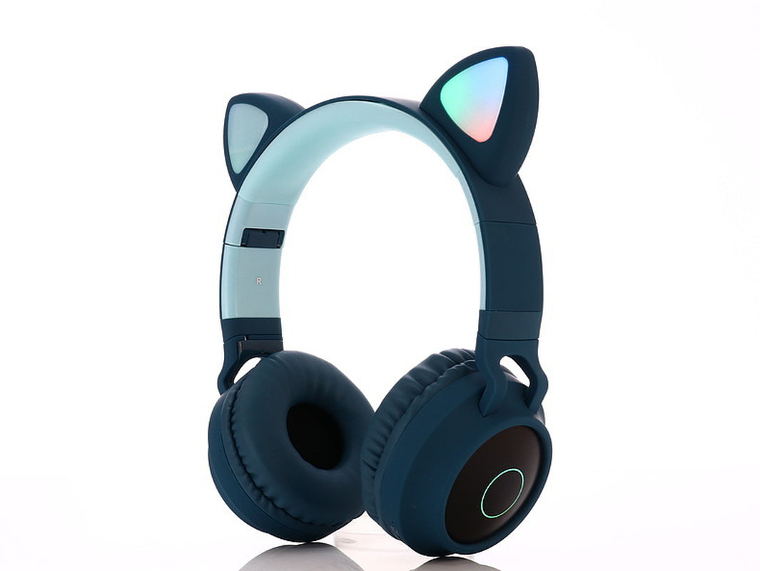 Kids Bluetooth Headphones – Wireless & Wired, Foldable with LED Lights, Safe Volume Limit & Mic