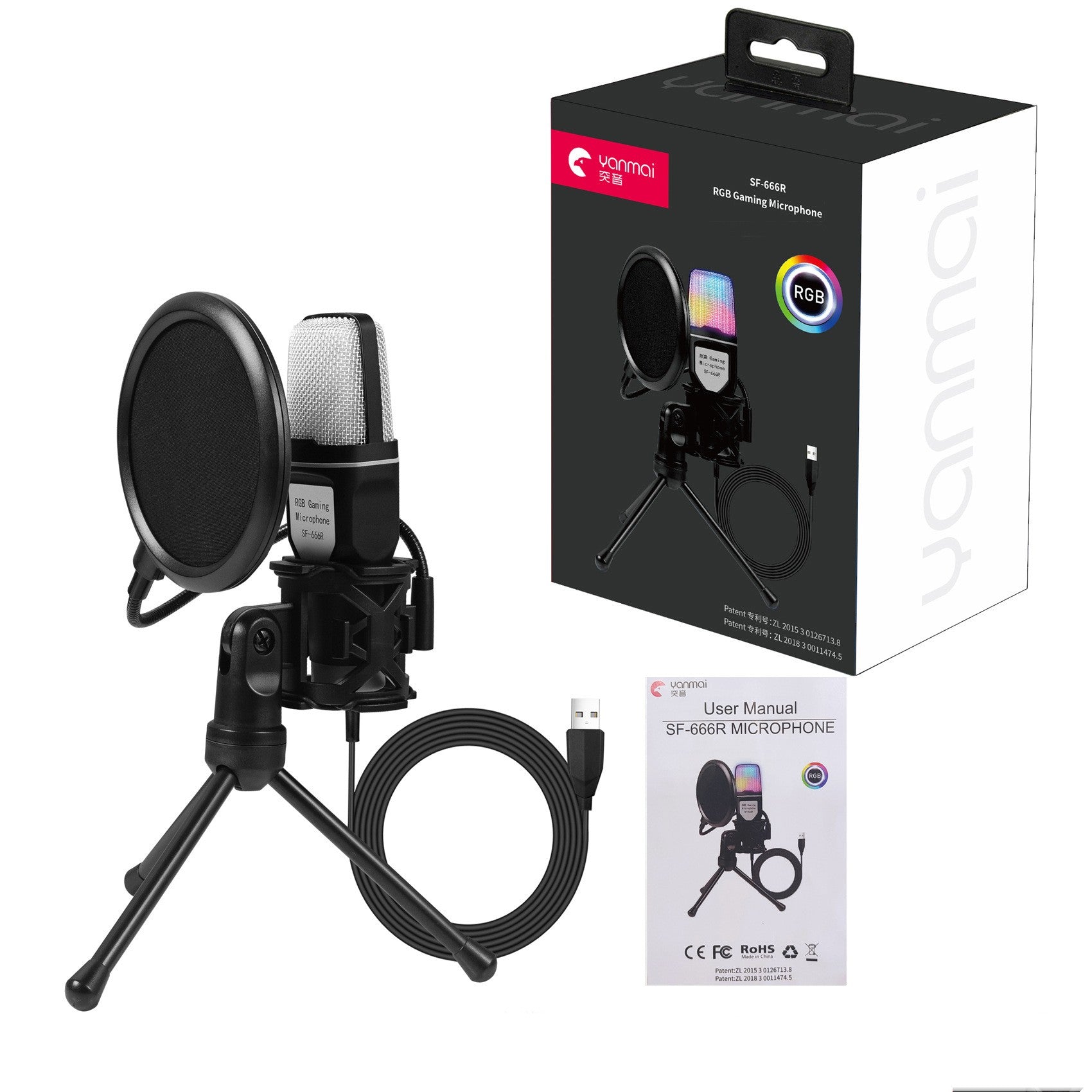 RGB Esports Gaming Microphone – DSP Dynamic Noise Reduction Computer Mic