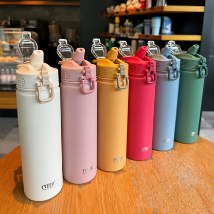 Stainless Steel Thermos Tumbler with Straw – 600ml/750ml Leakproof Travel Mug