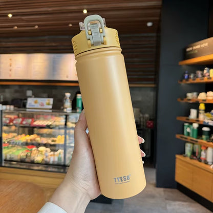 Stainless Steel Thermos Tumbler with Straw – 600ml/750ml Leakproof Travel Mug