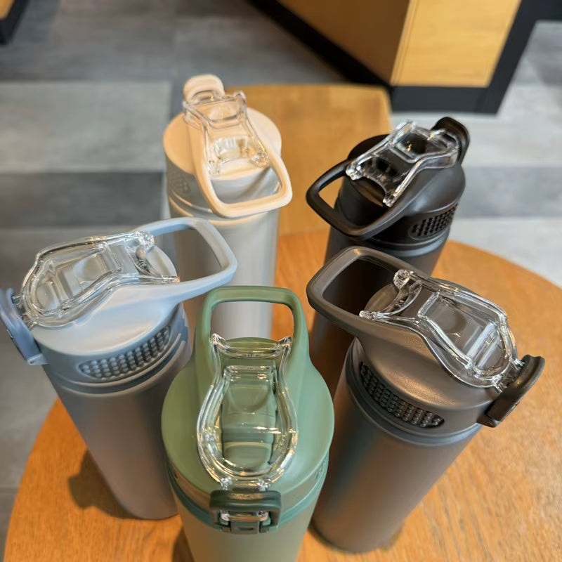 Stainless Steel Thermos Tumbler with Straw – 600ml/750ml Leakproof Travel Mug