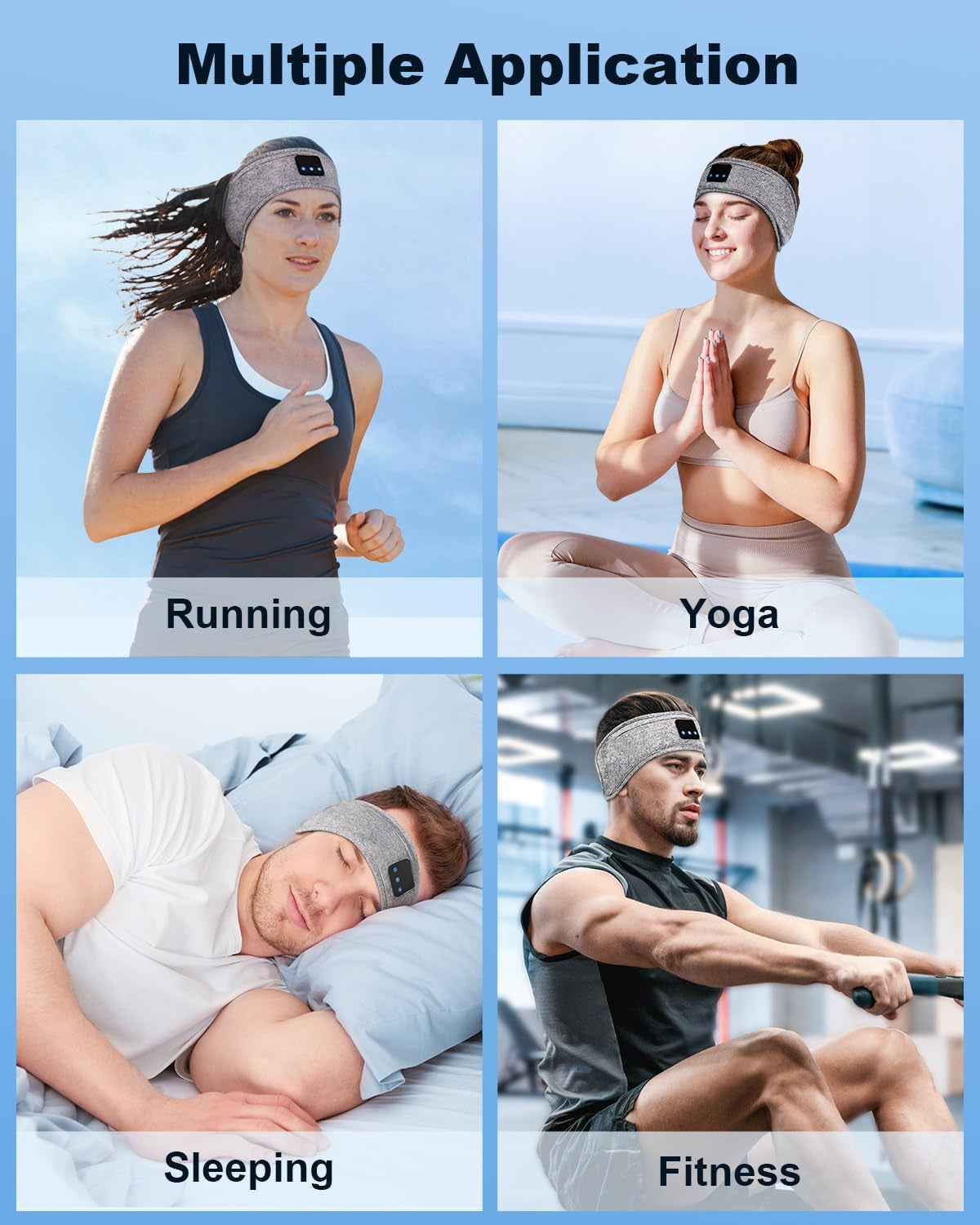 Bluetooth Sleep Headphones Headband – 26H Playtime & Eye Mask for Side Sleepers