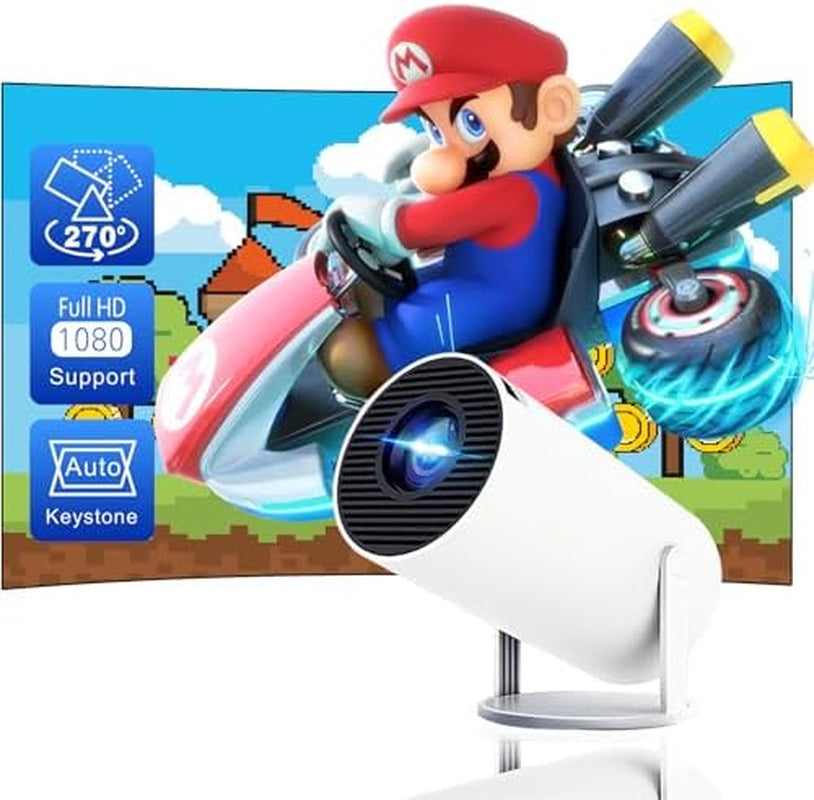 Mini 4K Projector – 180° Rotatable, Android 11, WiFi 6 & BT 5.0